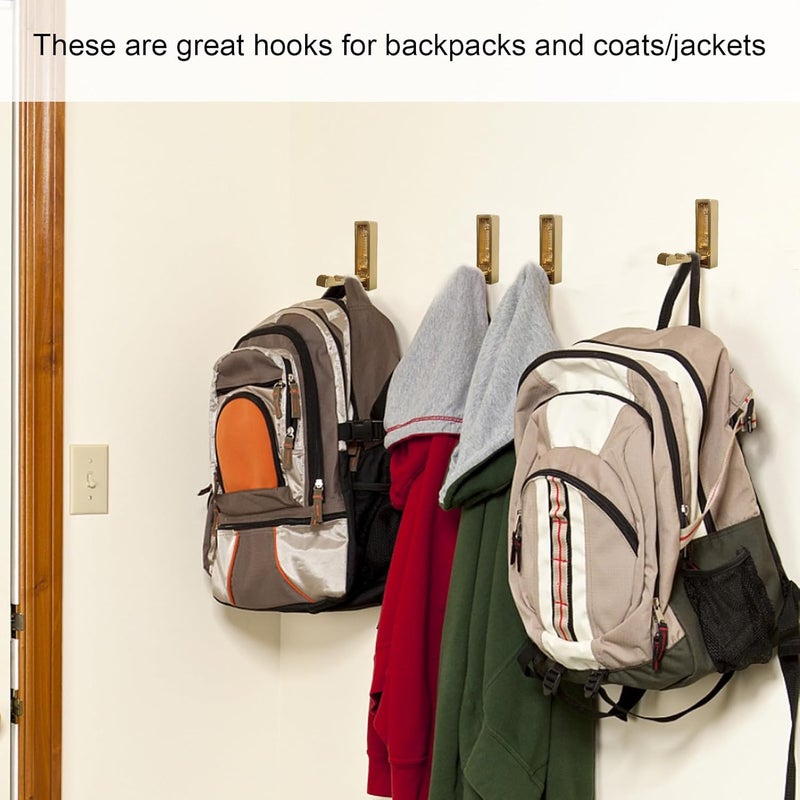 macikwon Foldable Gold Wall Hooks 4 Pack,Heavy Duty Wall Hooks for Hanging Coats Towels Backpacks Bags Brushed Gold Towel Hooks in The Bathroom,Closet,Entryway,Pool and Kitchen.(Gold, 4) - Image 2